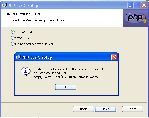 FastCGI is not installed on the current version of IIS