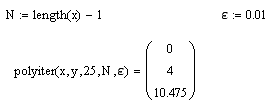 Вычисление полинома меньшей степени с помощью функции polyiter