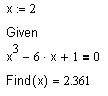 Решение уравнения в MathCAD блоком Given-Find